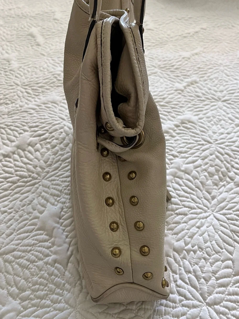 Anne Klein Cream Pebbled Leather Bag